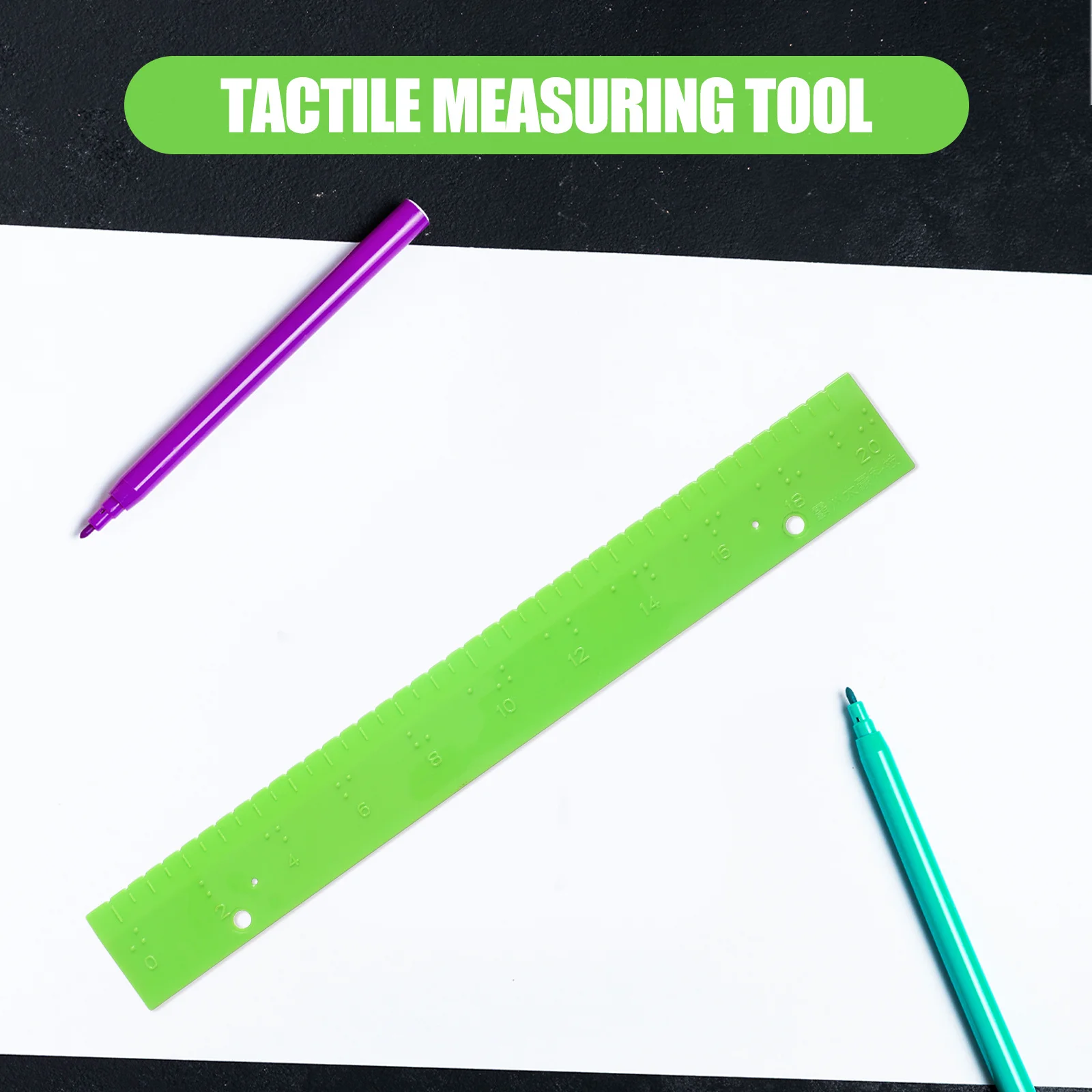 أعمى شخص مسطرة قياس أداة اللمس مسطرة مستقيمة للمكفوفين تعلم المعونة قوي قابلة لإعادة الاستخدام القرطاسية العرض