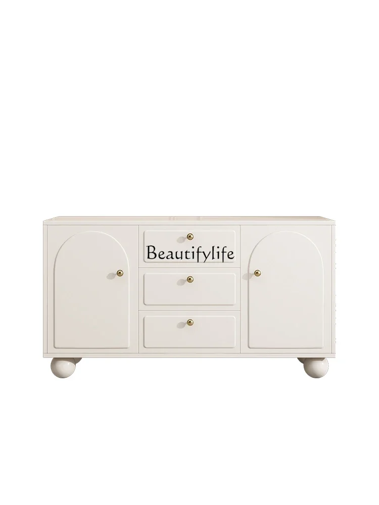 

FG11Cream Style Solid Wood Chest of Drawers Storage Wall Storage Bed Tail Drawer Sideboard Cabinet