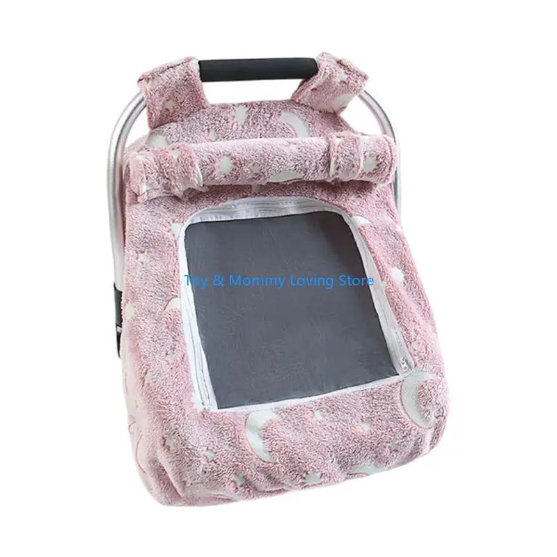 Y1QF غطاء سلة عربة الأطفال ذات المناظر الطبيعية، سلة حمل ناعمة من الفلانيل