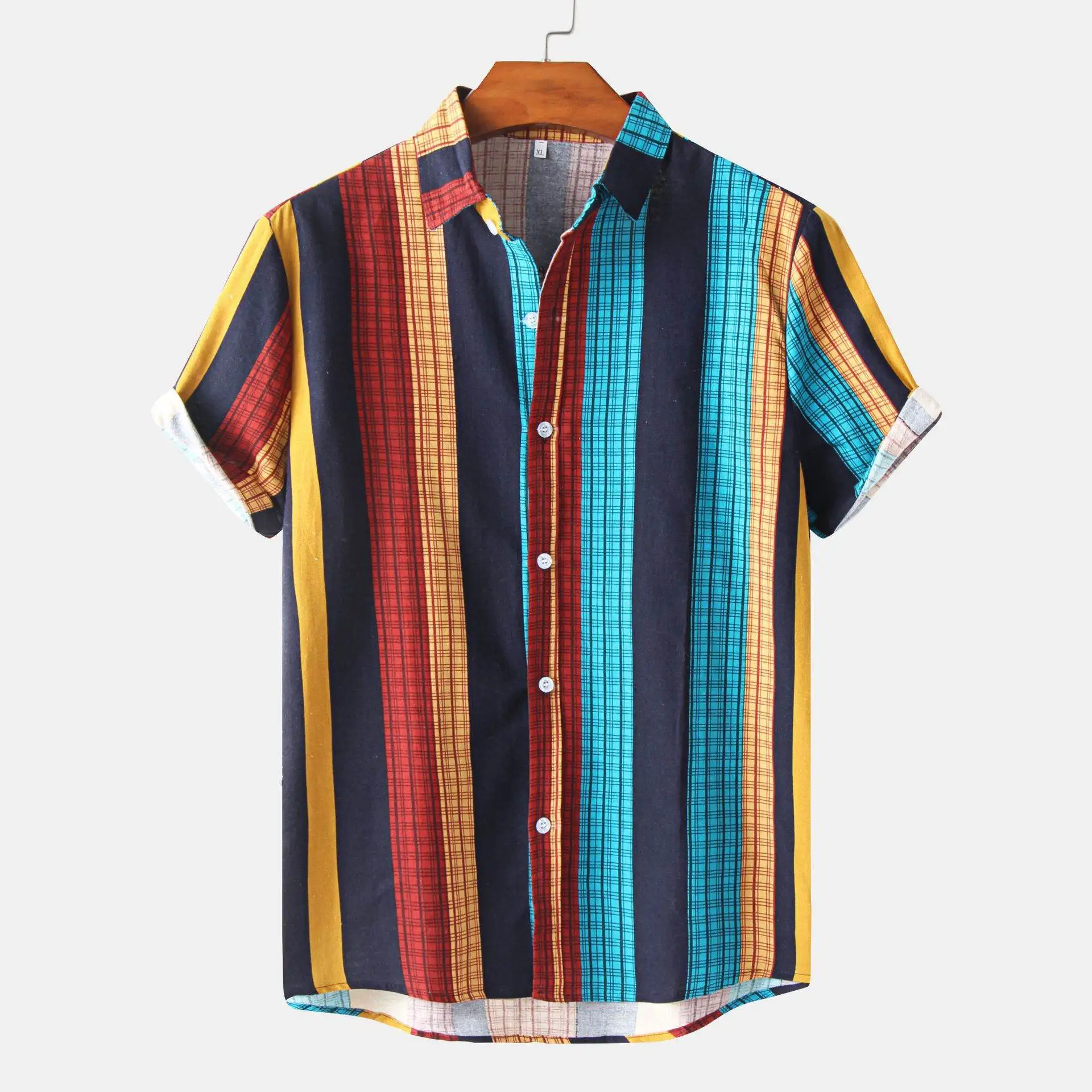 Men's Striped Loose irt 202 Printed ort-Sved Casual Faionable Top in Other 00% Material Conents