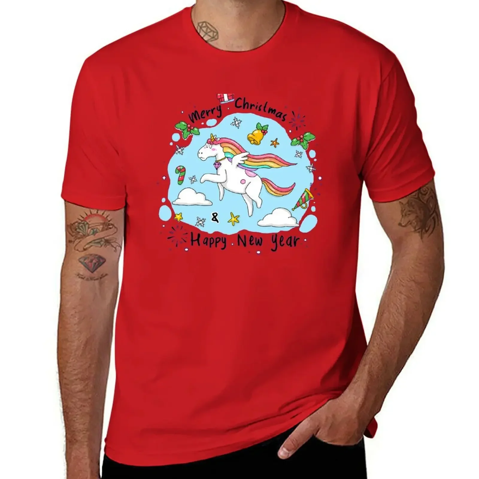 Unicorns for Children Cute Colorful Rainbow Christmas Fairy Tale Myth T-Shirt boys animal print Men's t-shirt 2024 heavyweight image 4