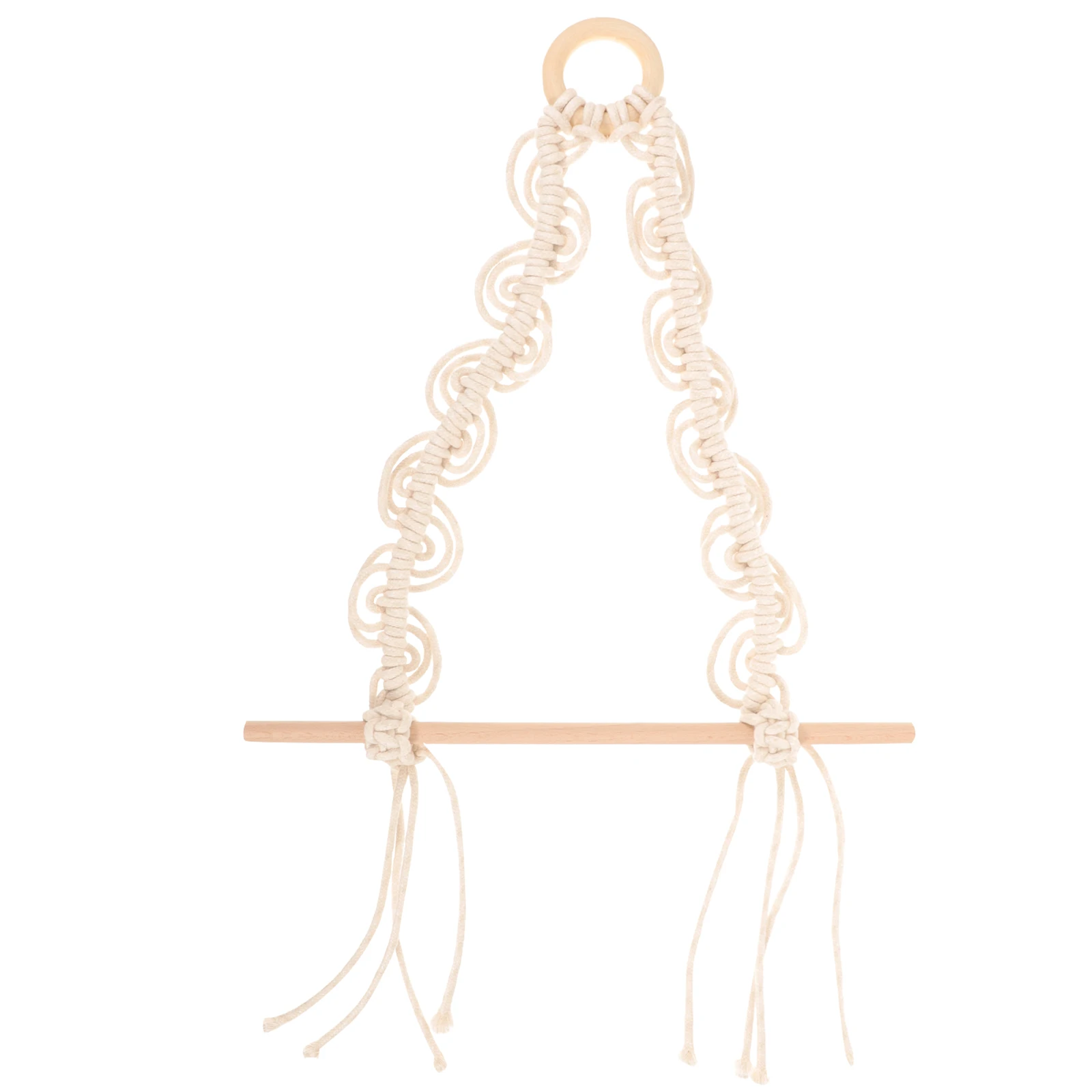 

Bohemian Macrame Cotton Rope Woven Towel Holder Wall Mounted Paper Towel Rack Wood Design Easy Install Boho Toilet Paper