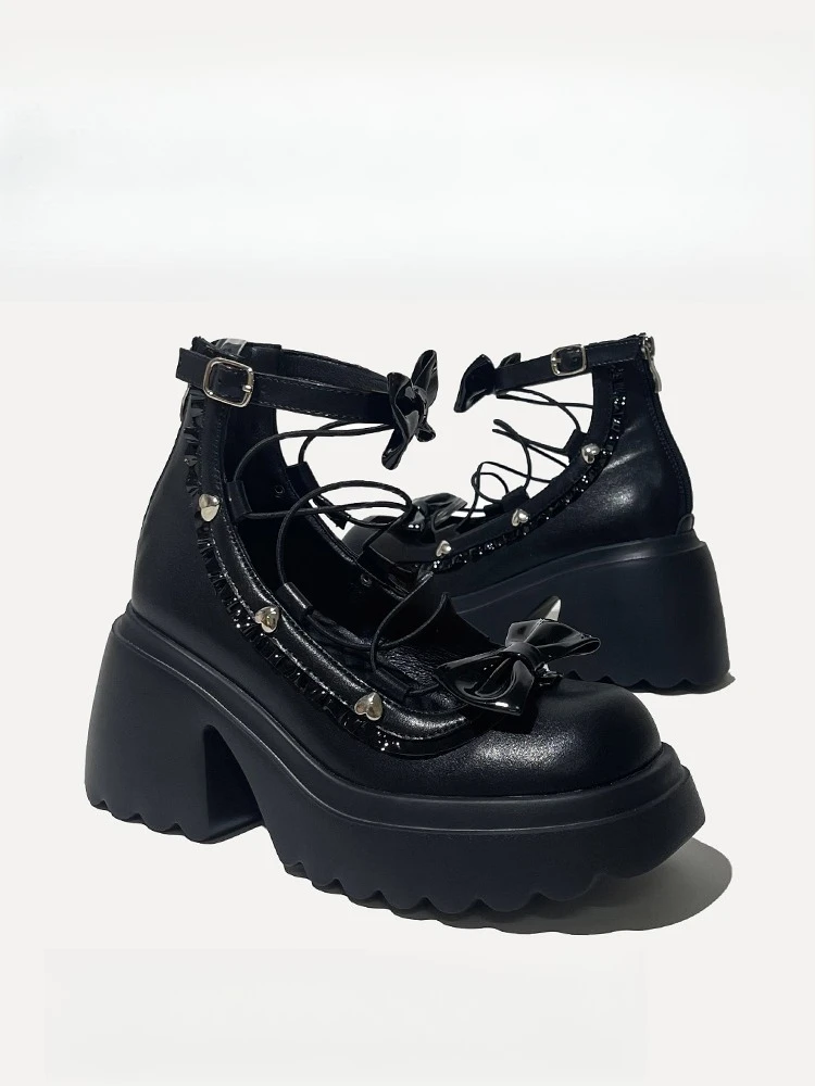 

Chaussures en cuir à semelle optique pour dames, Mary Janes, baskets à talons optiques Lolita, mode printemps, nouveau 2025
