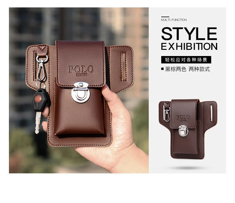 Phone Belt Bag for Men Bags Cell Phone Loop Holster Phone Pouch Wallet High Quality Multifunctional Pu Leather Phone Case