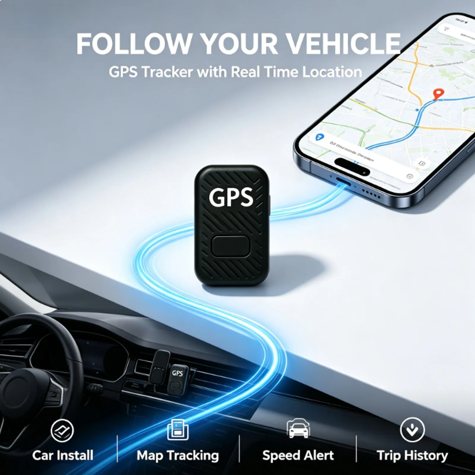 M1 Mini GPS Tracker Portable Strong Adsorption Car Locator Remote Real-Time Tracking Ultra Long Battery Life Anti-theft Audio Recording Tracking Device Anti-lost Locator for Luggage Electric Scooter