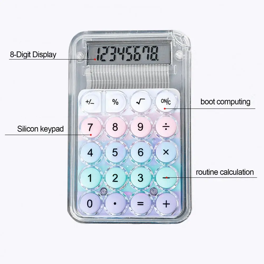 Lightweight Pocket Math Tool Portable Handheld Calculator with Lcd Display for Student Exam Study Office Work Candy Color 8