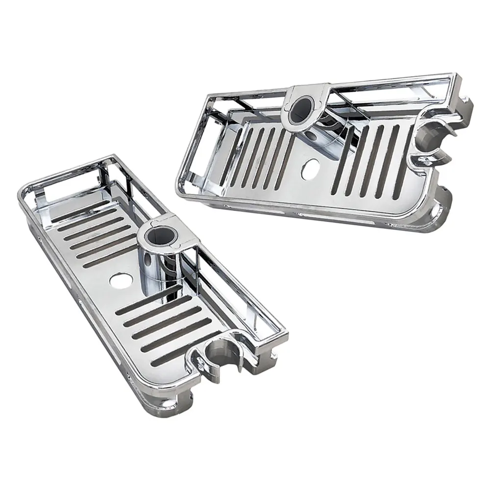 

2pcs Shower Rod Storage Rack Adjustable Bathroom Organizer No Drill Installation Shower Shelf Toiletries Storage Bathroom