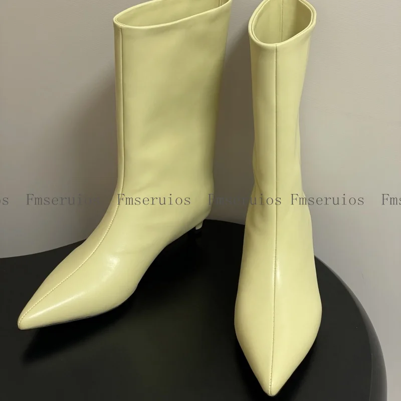 النساء حذاء من الجلد أشار تو كعب منخفض أحذية بوت قصيرة جلد طبيعي أنيق موجزة الاسلوب المناسب أحذية عالية الجودة الخريف الشتاء