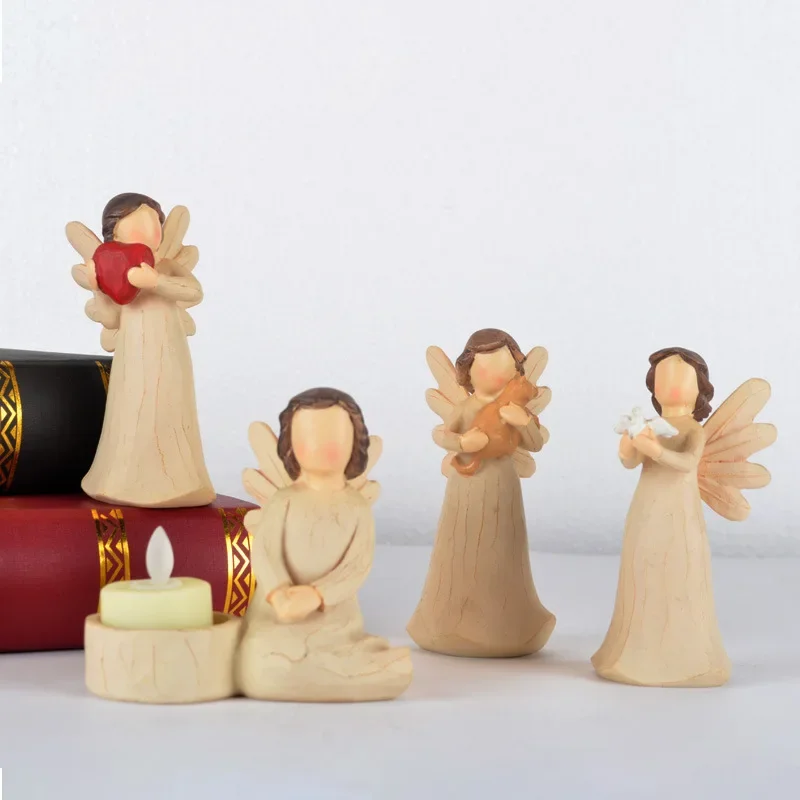 2024 New Little Girl Angel Statue European Style Soft Furnishings Home Decoration Resin Crafts Ornament Desktop Decorations