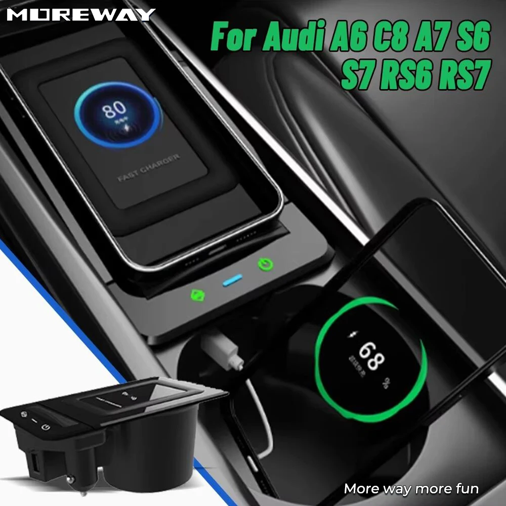 Moreway Phone Holder Mount Fast Charging Wireless charger For Audi A6 C8 S6 RS6 A7 S7 RS7 2019 2020 2021 2022 Car Interior Trim