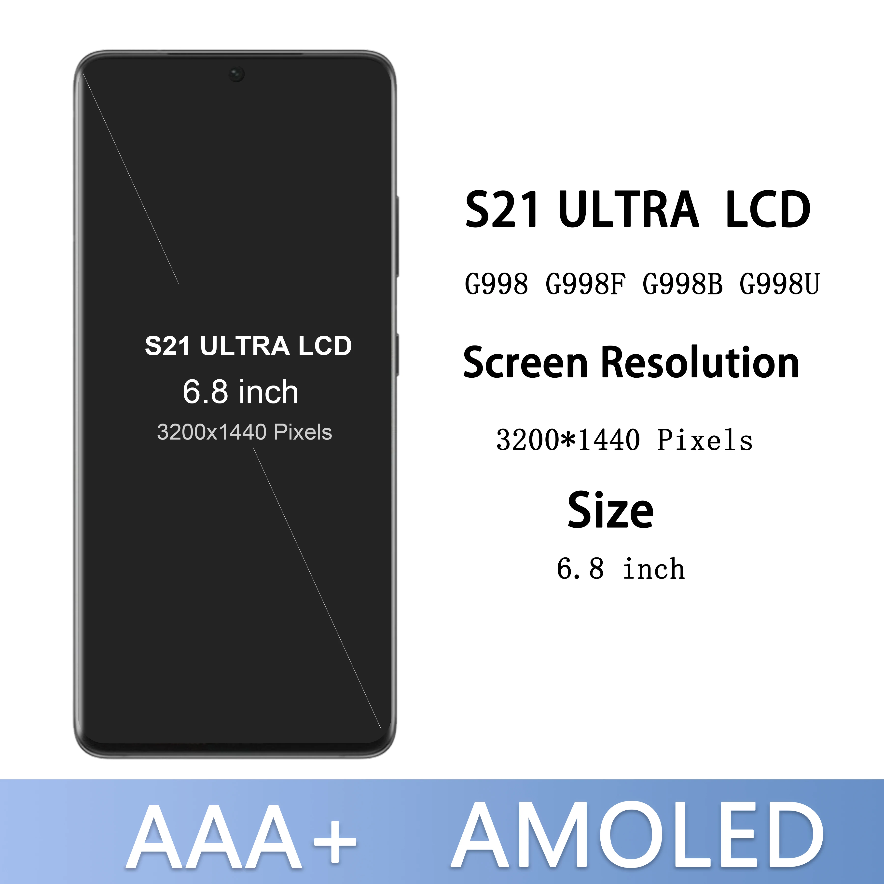 100% Tested AMOLED S21ultra Lcd For Samsung Galaxy S21 Ultra 5g Display G998F G998b G998u Lcd Display Touch Screen Repair Parts