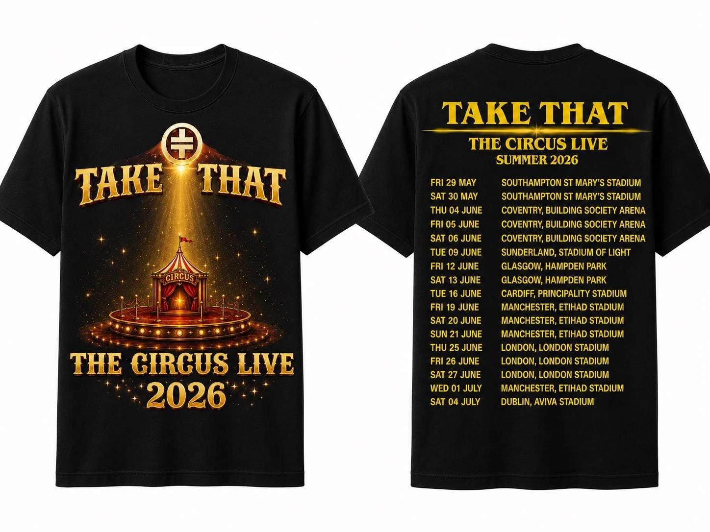 Take That The Circus Live Tour 2026 Shirt UK Stadium Concert Fan T-shirt 2026 Summer New Men Women Cotton Oversized T-shirt Y2K
