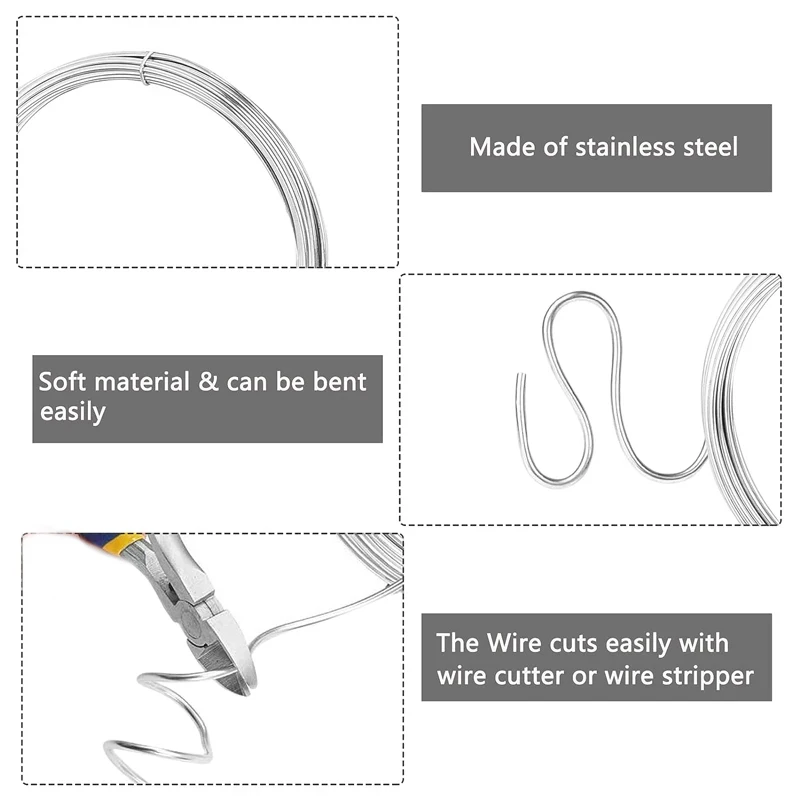 1-5Roll 304 Stainlesss Soft Wire 0.02-3mm, Single Strand Beading Rope for Jewelry Making, DIY Bracelet Necklace Craft