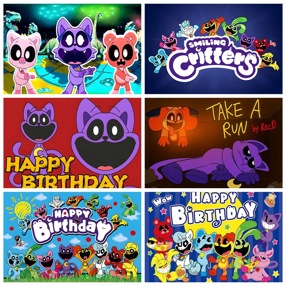 

Smilings Critter-s Theme Birthday Party Baby Shower Photography Backdrop Photo Booth Banner Background Custom supplies Decor