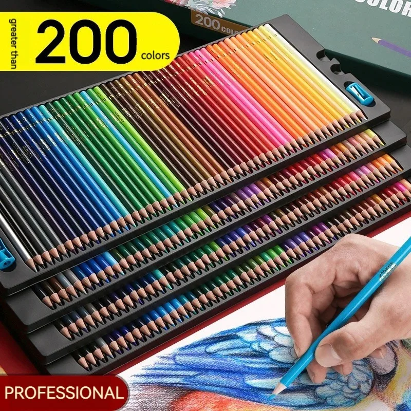 48/72/120/150/200 Colors Professional Colored Oil Pencils Lead Watercolor Drawing Pencils with Storage Bag Set Art Supplies