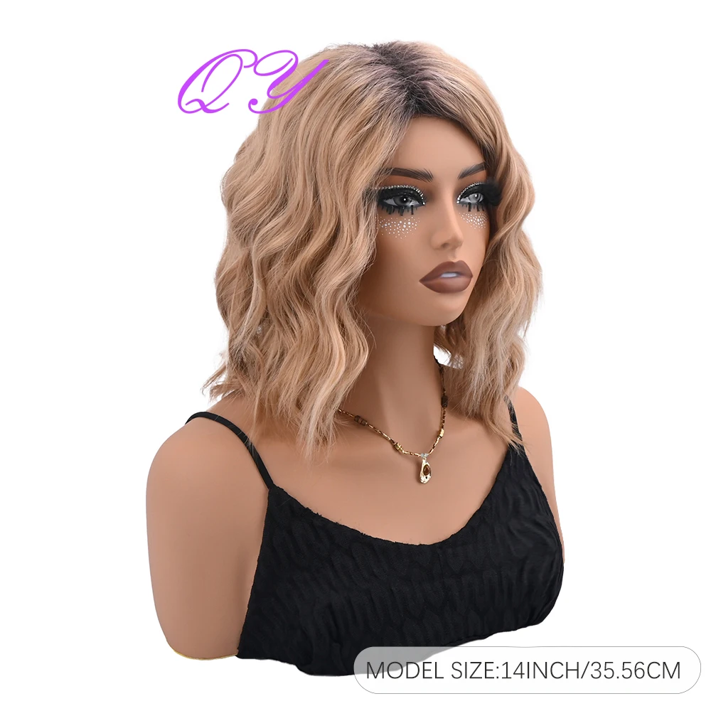 Gold Water Ripple Bob Wig For Women High Quality Synthetic Wig Naturally Supple And Glossy Simple Stylish And Easy To Care For