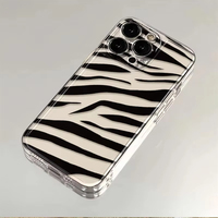 Zebra Pattern Phone Case For iPhone 16 15 14 13 12 11 Pro XS MAX 7 XR 8 7 Plus Clear Cover Fundas