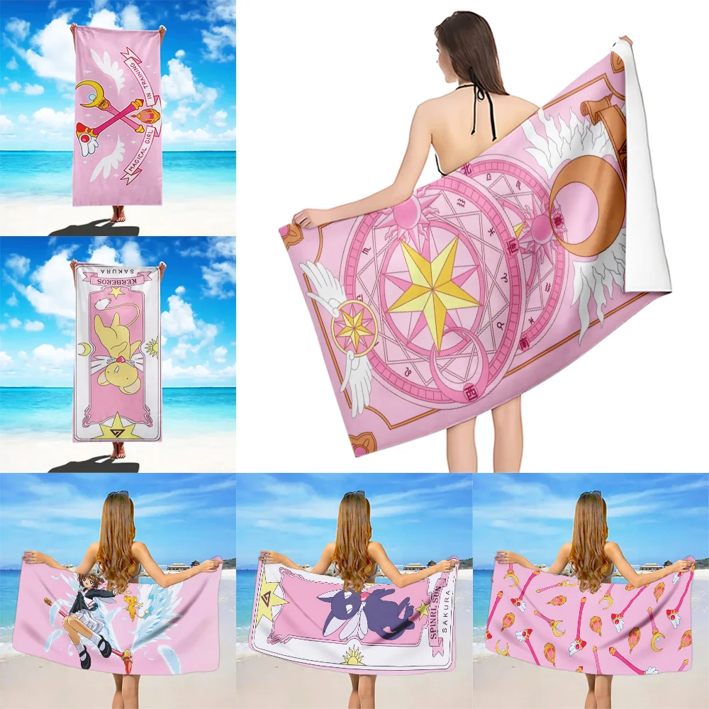 

Anime Cardcaptor Sakura Beach Towel Microfiber Sand Free Quick Dry Soft Sandproof Pool Towel for Women Travel Gym Shower Camping