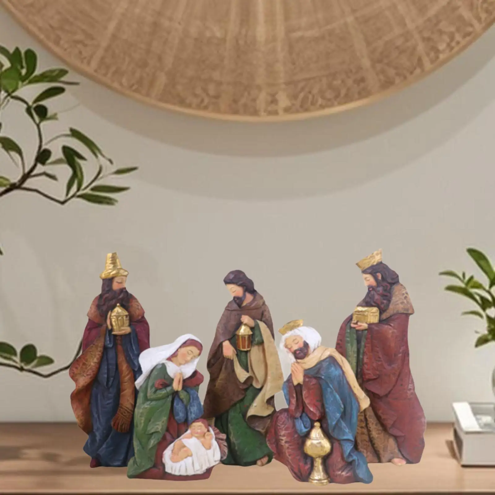 

Nativity Scene Figurine Set Christmas Decoration Resin Statue Traditional Resin Collectibles for Countertop Living Room Shelf