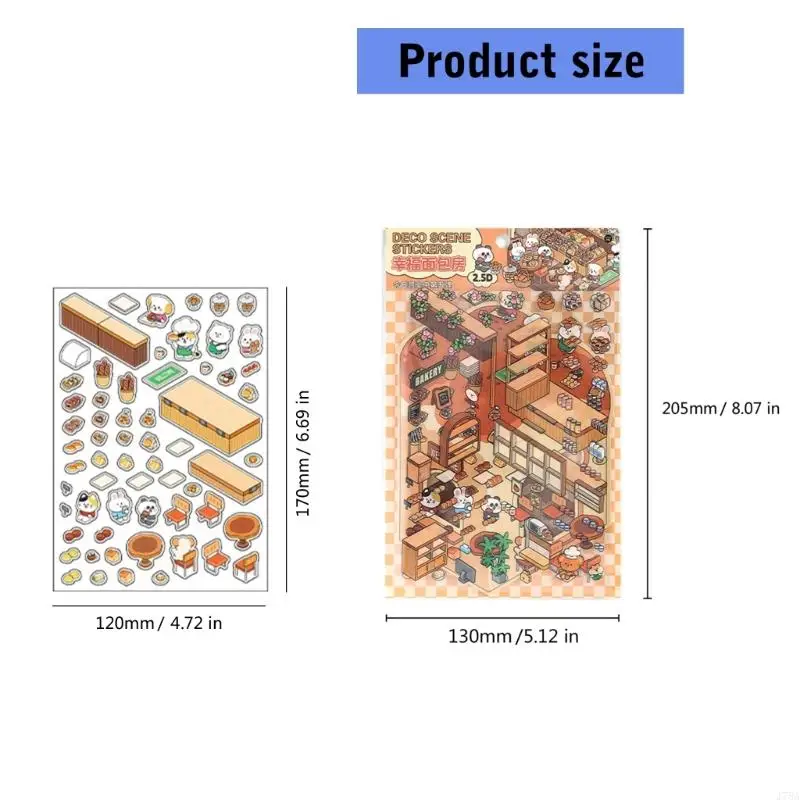 J78A Cartoon Baking Shop Landscape Sticker 2.5d Scene Sticker Sceller Scene Make Sticker