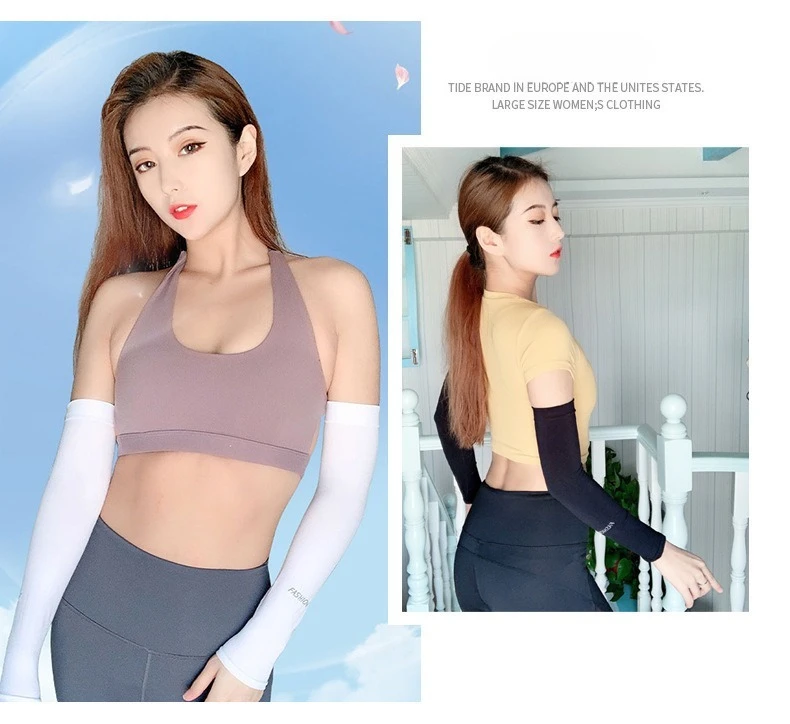 زوجان من أكمام الذراع المصنوعة من الحرير الجليدي للشمس للجنسين في الصيف للحماية من الشمس مناسبة للركوب في الهواء الطلق والقيادة وصيد الأسماك #6