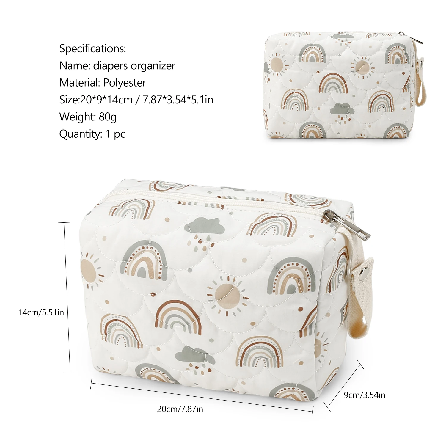 Cartoon Animal Print Diaper Bag Mother and Baby Travel Organizer Lightweight Hanging Multi-Functional Storage Bag