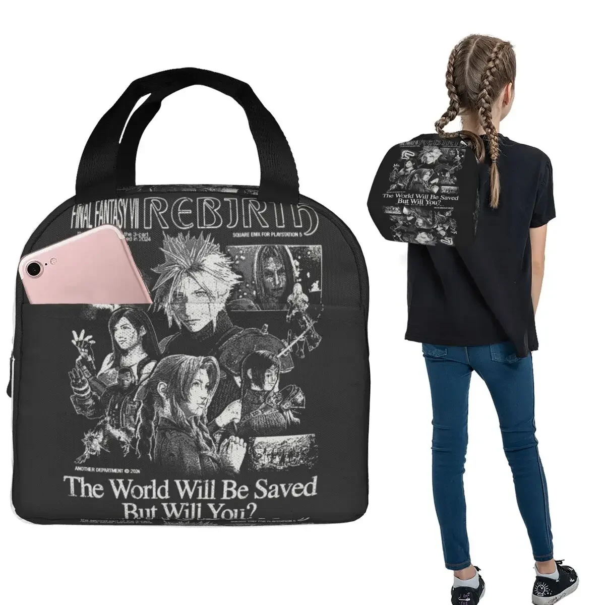 Cloud Strife F-Final-S F-Fantasy-S 7 Video Games FF7 Insulated Lunch Bag for Women Children Food Boxes Thermal Lunch Box Tote