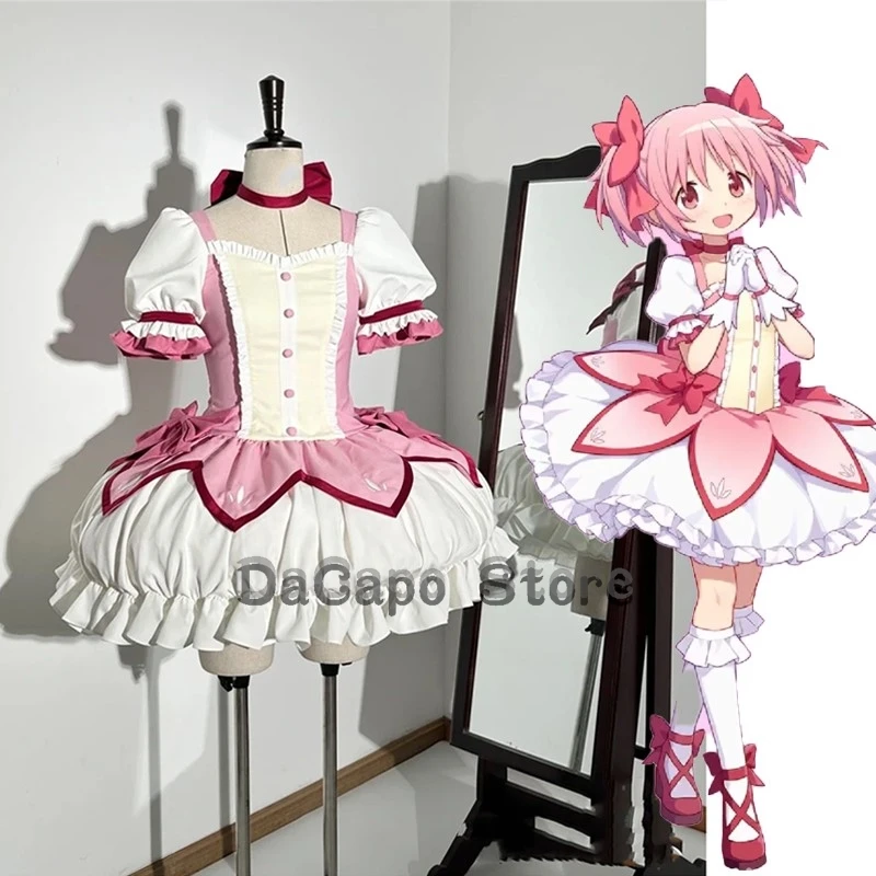 

Madoka Kaname Cosplay Costume Petticoat Puella Magi Madoka Magica Pink Lolilta Dress Madoka Choker Shoes Anime Cosplay Outfits