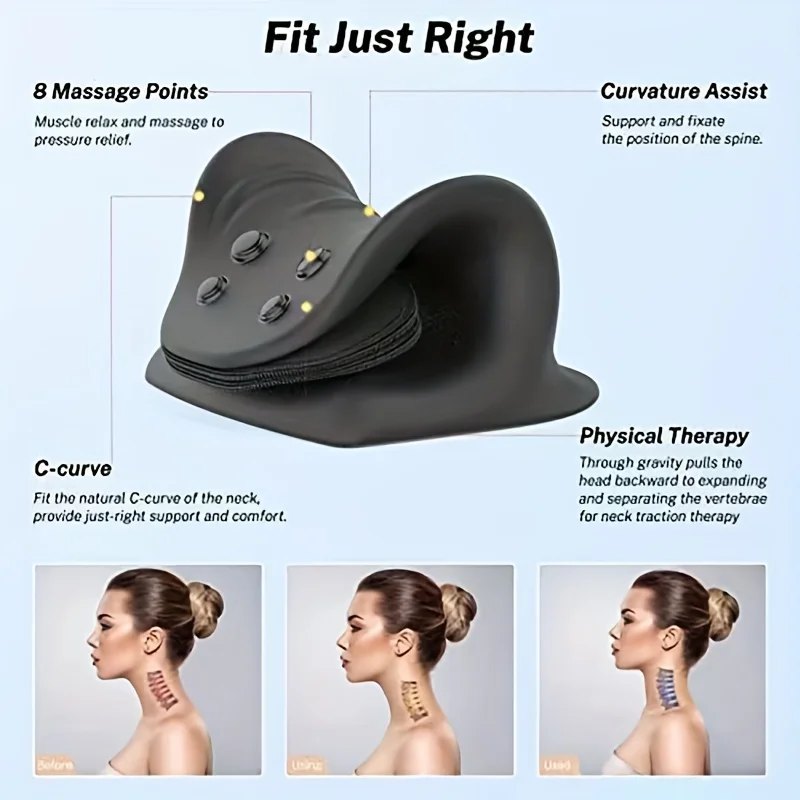 Inflatable Neck Shoulder Relaxer,Cervical Traction Device TMJ Pain Relief Cervical Spine Alignment,Chiropractic Pillow Stretcher