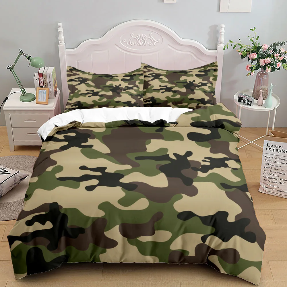 Camouflage Soldier Campus Duvet Cover Set EU Single Double King US Twin Full Queen Cal Children Bed Linen Set