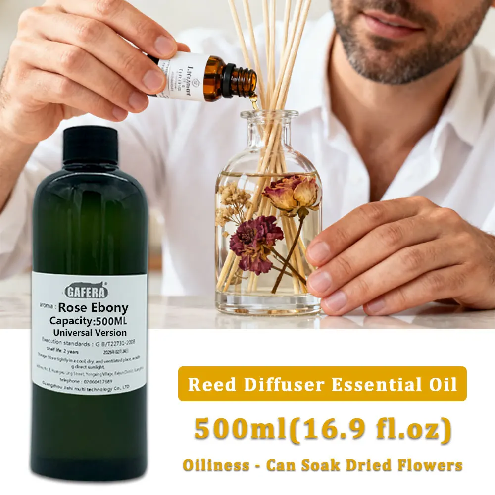 

Эфирное масло GAFERA 500 мл (16,9 жидких унций) с ароматом розы и эбенового дерева - для диффузоров с палочками и бездымной ароматерапии, сменное ароматическое масло для диффузора.