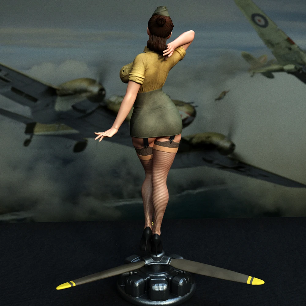 Hélicoptère fille soldats 1/24 échelle résine Figure modèle Kit Sexy Diorama non assemblé non peint poupée impression 3D bricolage Statue artisanat jouet