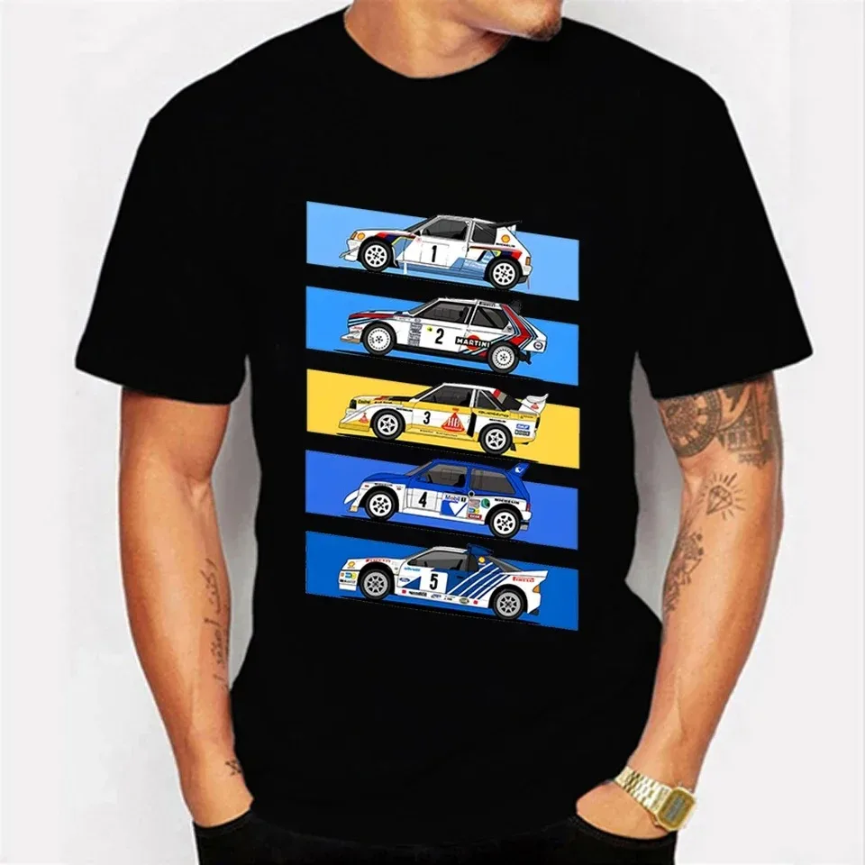 

1986 Group B Rally Cars Printed T-Shirts Mens Summer Racing Short Sleeve T Shirts Men Cotton Tops Hip Hop Streetwear Clothing