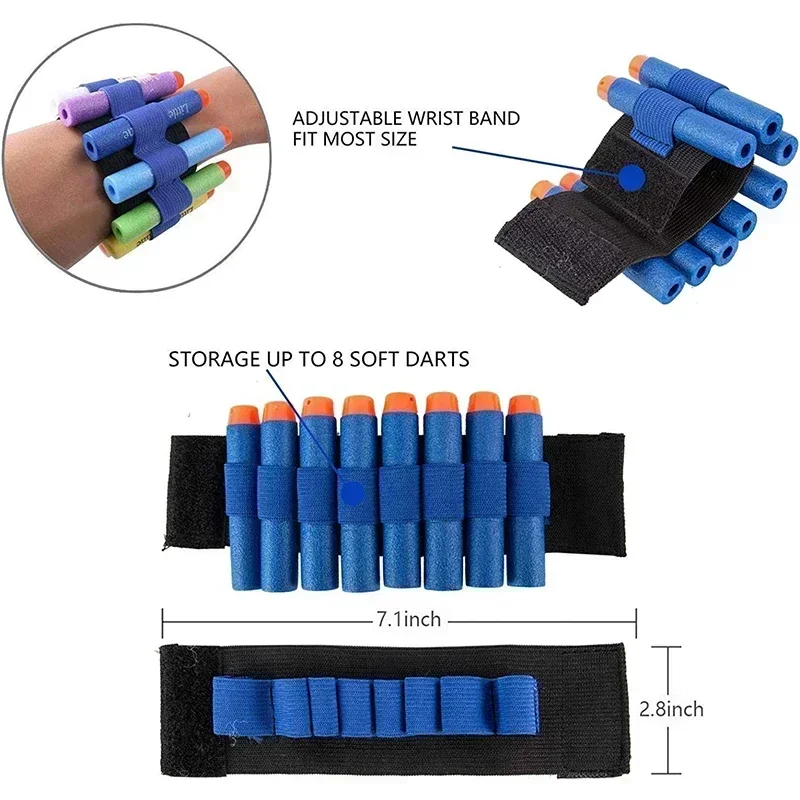 HOTKids Kit gilet tattico per Nerfs ToyGun Series con ricarica freccette Ricarica clip Maschera tattica Fascia da polso e occhiali protettivi