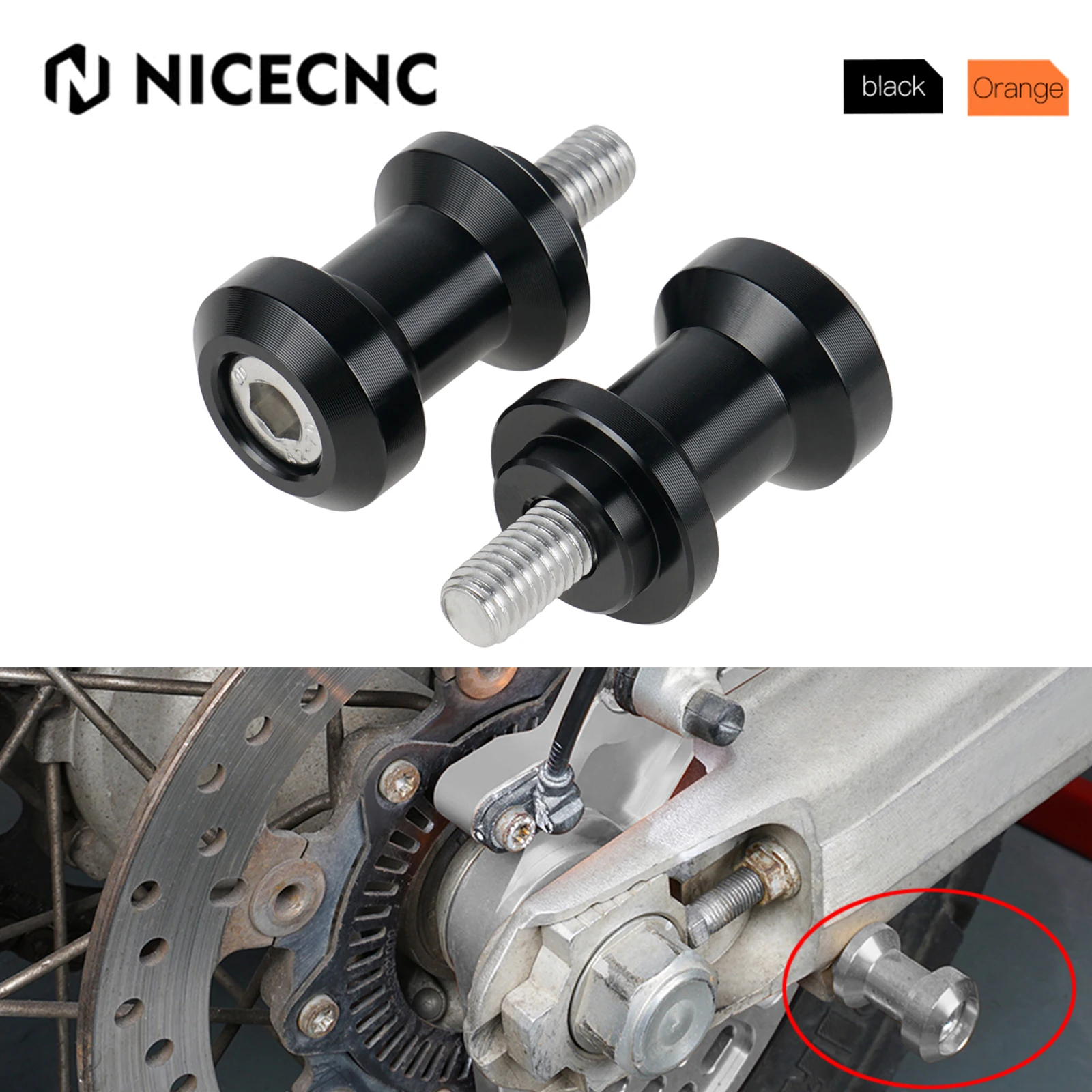 

1Pair M10 x 1.25 Swingarm Spool Sliders Stand Screws For KTM 690 Duke SMC 990 Adventure 990 Super Duke/R Kawasaki Ninja 250R