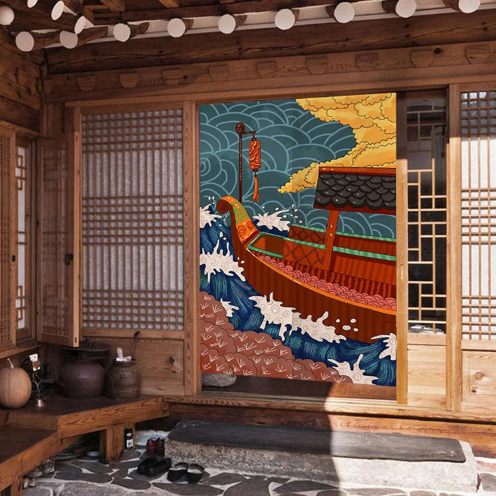 Ukiyo-E Doorway Curtain Kabuki Geisha Noren for Sushi Shop Izakaya Decoration Kitchen Curtains Japanese Colorful Door Curtain