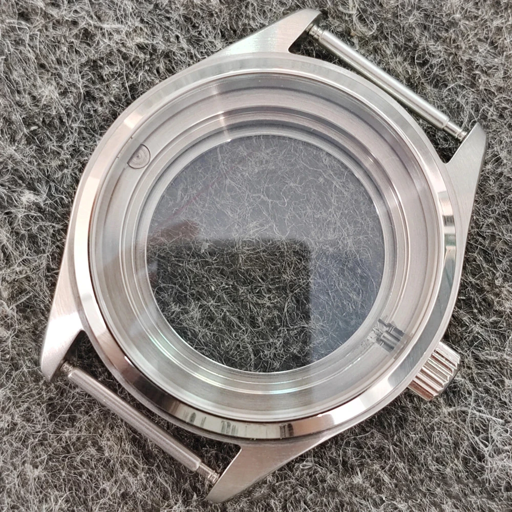 Polished Brushed Watch Case Solid 316L Stainless Steel Arc Sapphire Glass Case for NH35 NH36 Automatic Movement Fits 33.5mm Dial