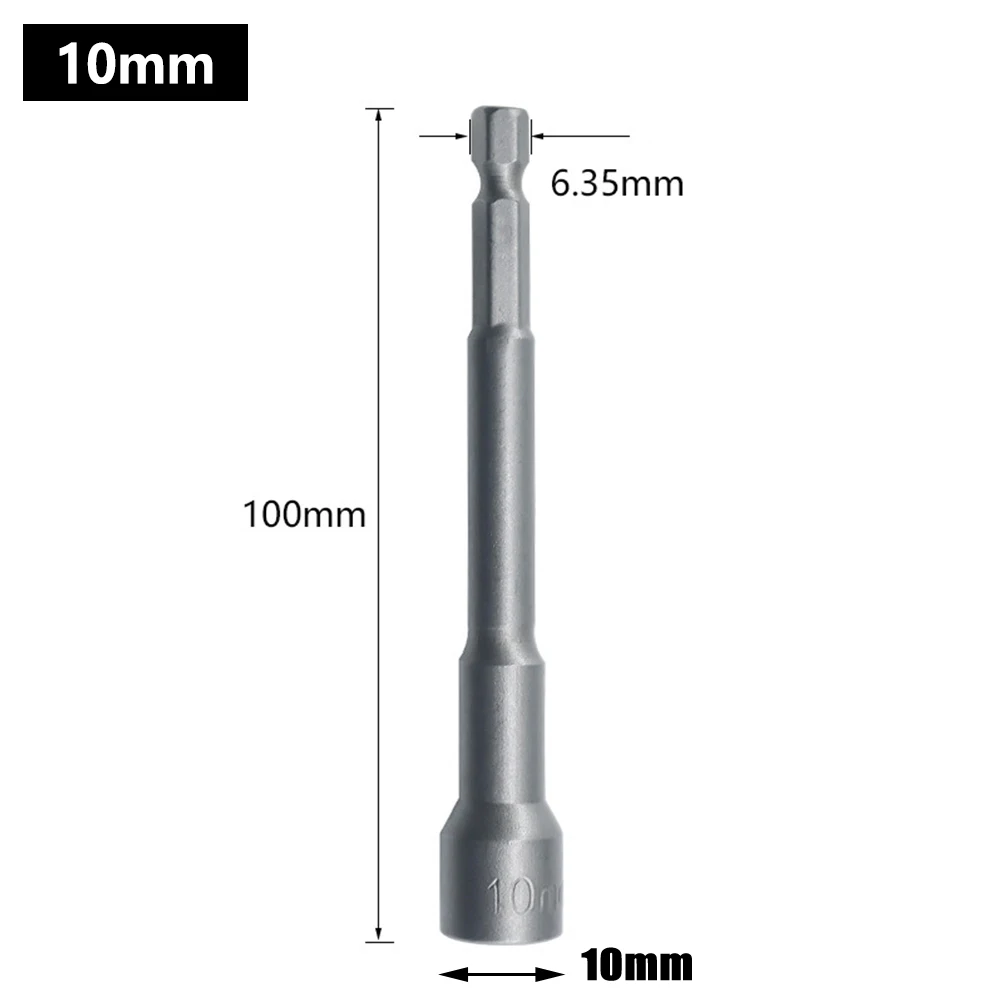 Adapter Dopsleutel Voor Thuis DIY Hexagon Driver Boor Driver Set Verlenghuls Magnetische 100mm 6mm-19mm