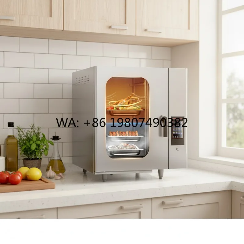 Large 60L Stainless Steel Oven, Commercial Hot Air Convection, Multifunctional Fully Automatic Oven for Bakery and Hotel Kitchen