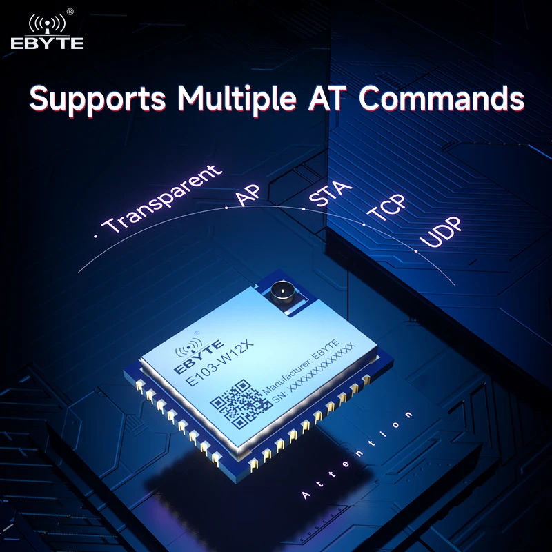 Serial WIFI Module DA16200 SoC 2.4GHz EBYTE E103-W12X AT Command Multiple Sockets MQTT With IPEX Antenna Low Power Consumption