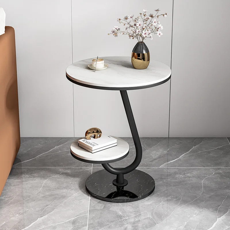 Modern Minimalist Sofa Corner Table, Nordic Slate Side Table for Living Room, Light Luxury Creative Nightstand, Balcony Small Co