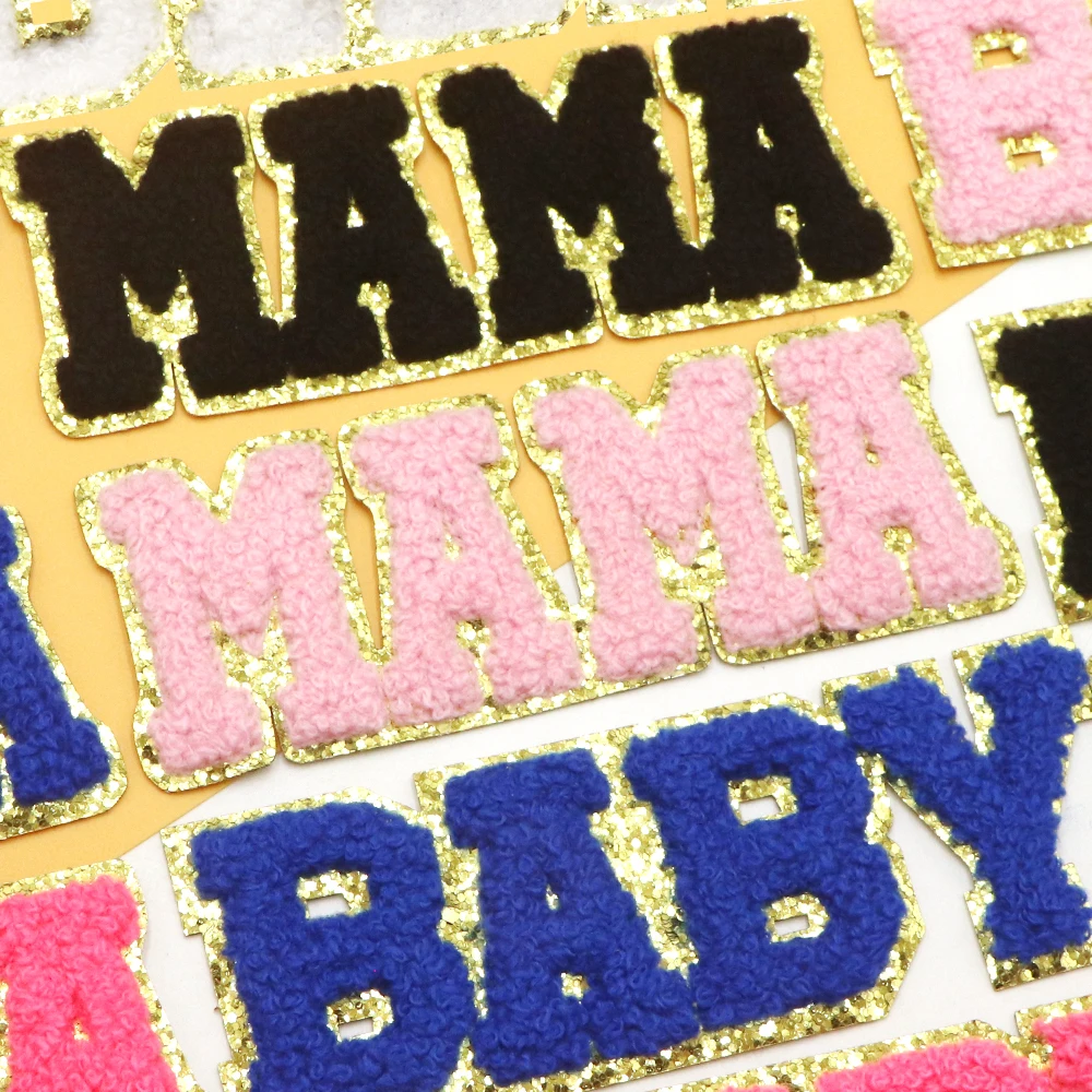 1 قطعة ماما الطفل رسالة الشنيل مسار الحديد على التصحيح للملابس DIY بها بنفسك بقع المطرزة على الملابس الخياطة التصحيح منصهر زين