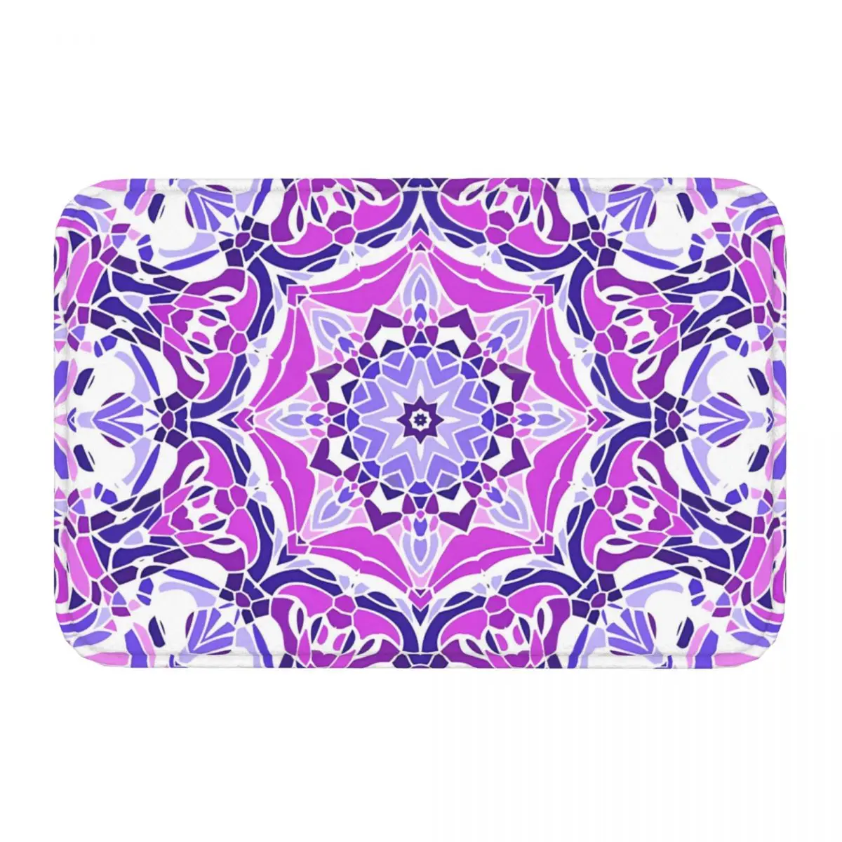 MORROCAN ART Anti-Slip Doormat Kitchen Mat Purple Pink And White Mandala Balcony Carpet Welcome Rug Indoor Decor