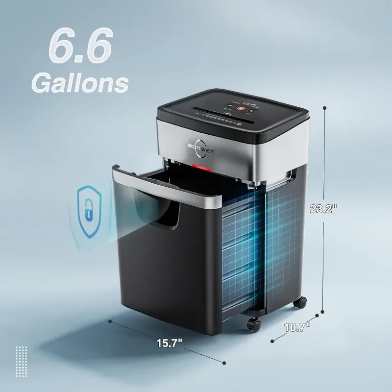 Paper Shredder, 20-Sheet 60 Mins Nonstop Heavy Duty Paper Shredder for Office, 60dB Ultra Quiet Cross-Cut Shredder image 5