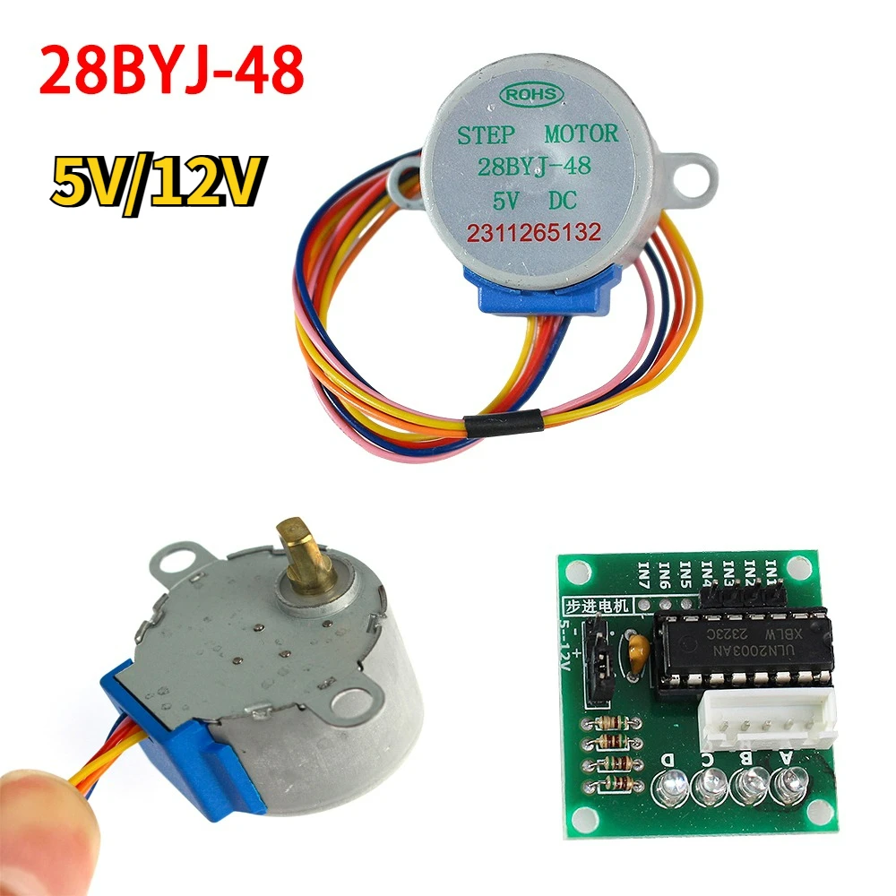 28BYJ-48 Stepper Motor Kit 5V/12V 4-Phase 5-Wire Stepper Motor with ULN2003 Driver Board Test Module for Arduino DIY Projects