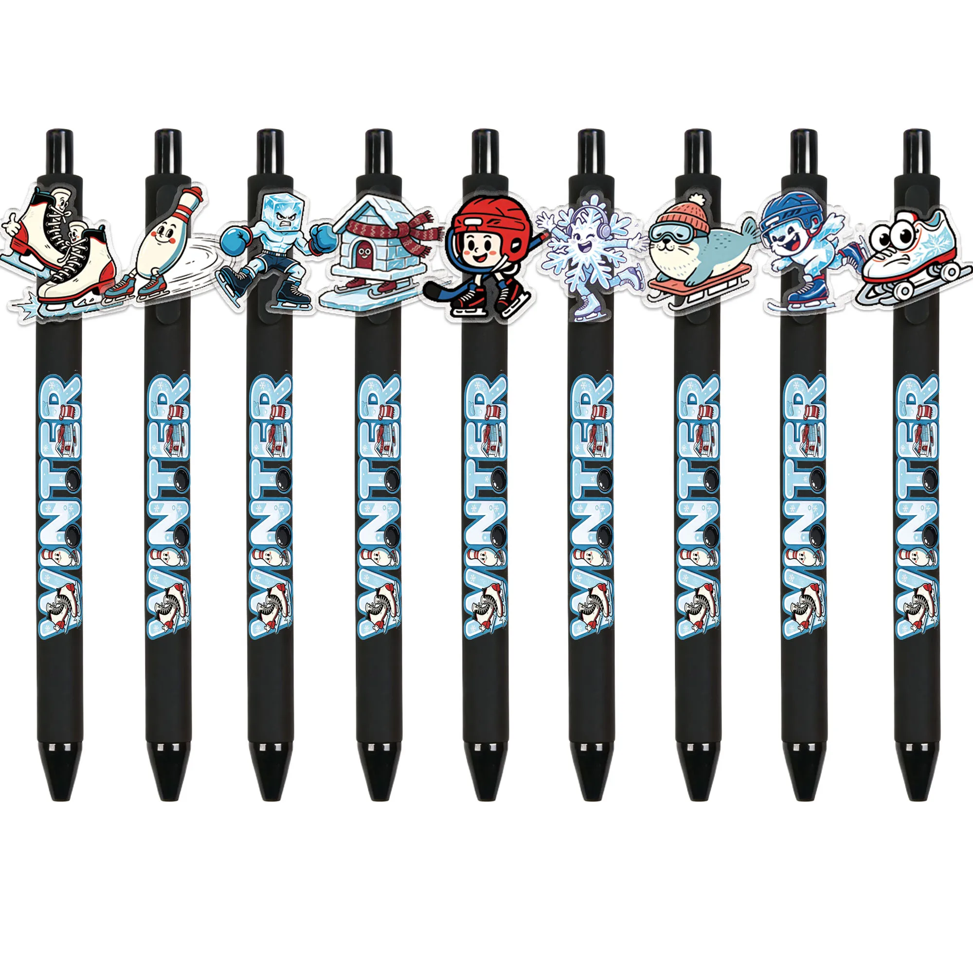 9PCS/18PCS skating shape ballpoint pen sports skating gift signature pen random pattern