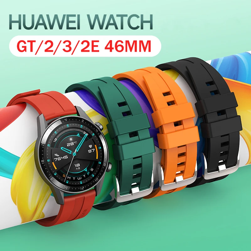 22mm Watch Strap For Huawei Watch gt2/2/2e/3 pro 46mm Strap Silicone Smartwatch Belt Bracelet Samsung Galaxy watch 3/45mm/46mm