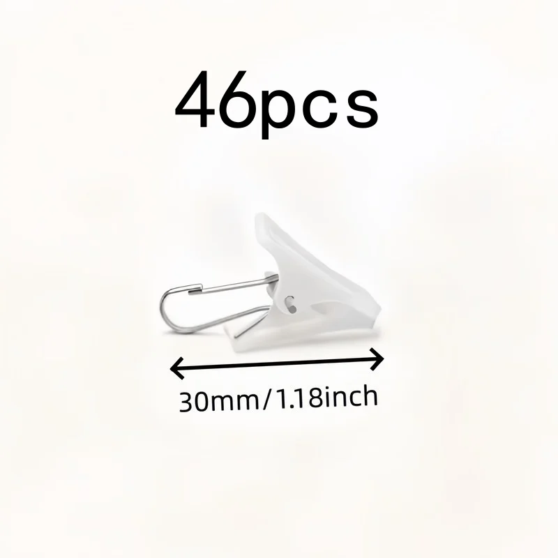 46 pcs White Clips, Easy to Clip and Won't Slip, Great for Curtains, Photo Display and Sock Drying at Home