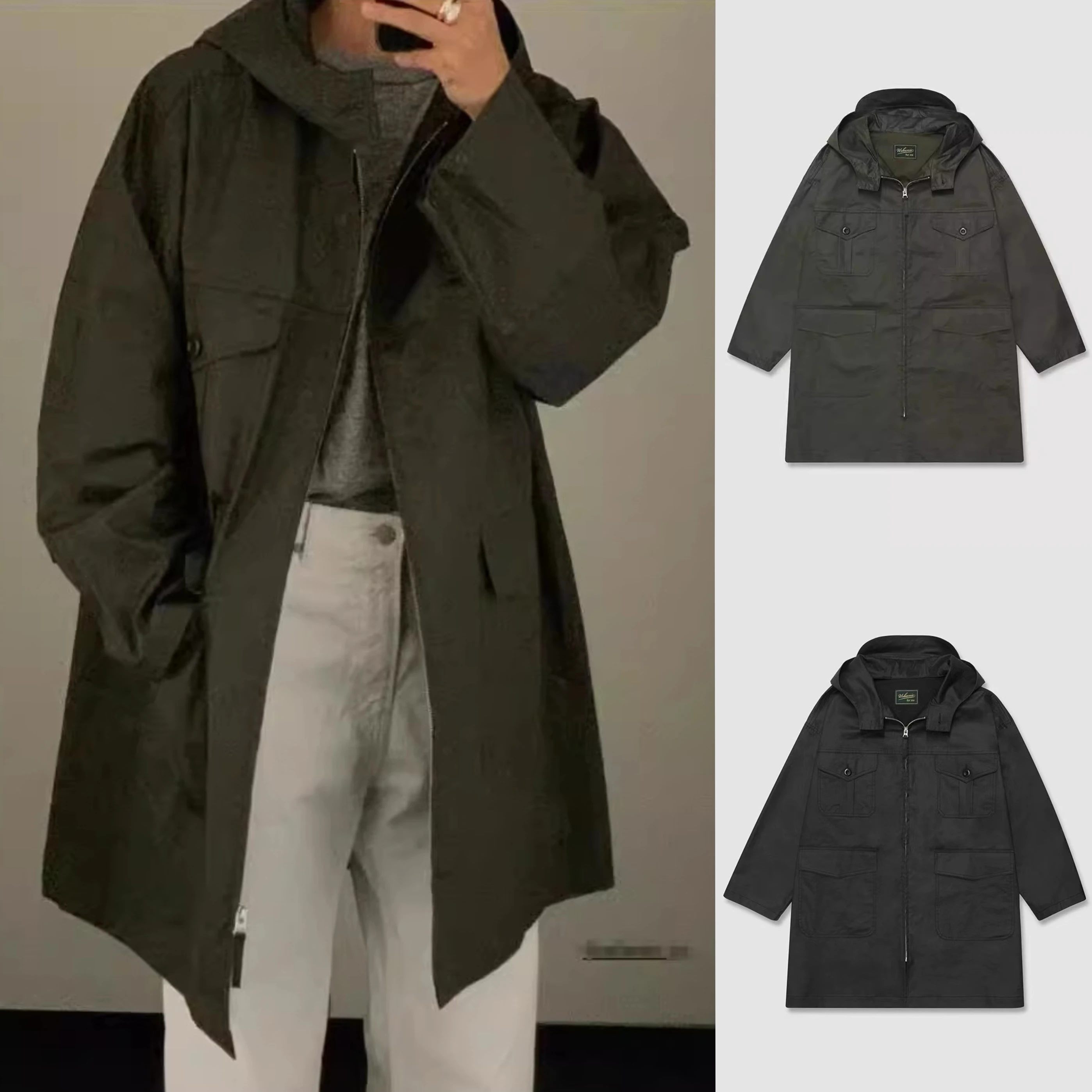 

Casual Retro Workwear Sle Hooded Jaet Field Coat Windbreaker Spring 2025 Women's Faion Loose Fit Long Sve Zipper