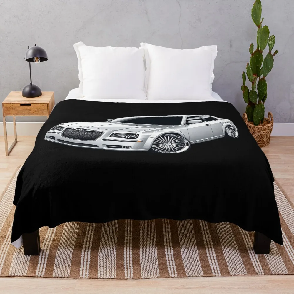 

White Chrysler 300C Throw Blanket